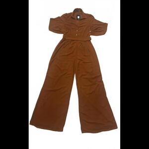Fashion Nova lightweight cognac brown 'Like Me Better' jumpsuit Size Medium